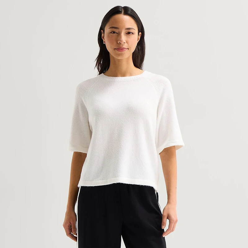 Stylus Womens Crew Neck Short Sleeve Pullover Sweater