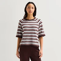 Stylus Womens Crew Neck Short Sleeve Pullover Sweater