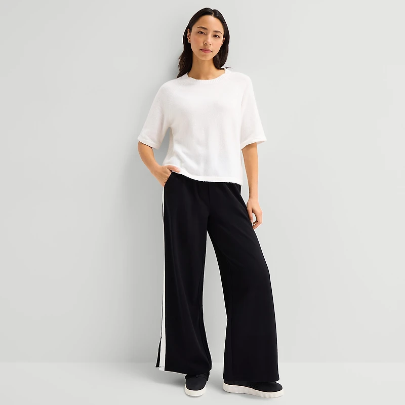 Stylus Womens Crew Neck Short Sleeve Pullover Sweater