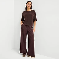 Stylus Womens Crew Neck Short Sleeve Pullover Sweater