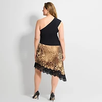 Ashley Graham Plus Women's Asymmetrical Engineered Rib Top