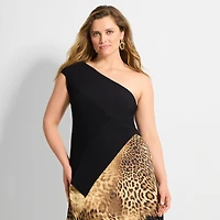 Ashley Graham Plus Women's Asymmetrical Engineered Rib Top
