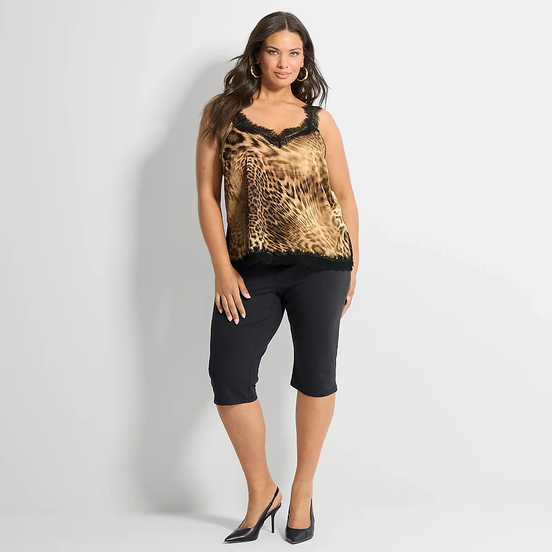 Ashley Graham Women's Plus Lace Trim Tank