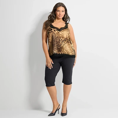 Ashley Graham Women's Plus Lace Trim Tank