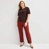 Liz Claiborne Plus Womens Crew Neck Short Sleeve Pullover Sweater