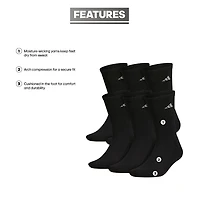 adidas Cushioned Mens 6 Pair Big and Tall Crew Socks