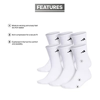 adidas Cushioned Mens 6 Pair Big and Tall Crew Socks