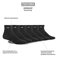 adidas Mens Multi-Pack 6 Pair Big and Tall Quarter Ankle Socks