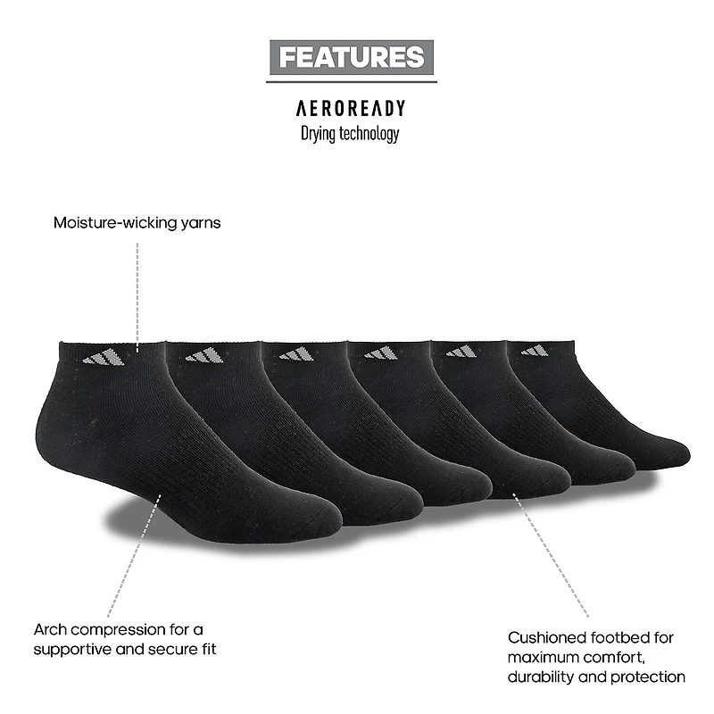 adidas Mens 6 Pair Low Cut Socks