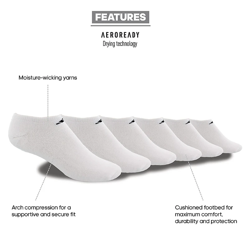 adidas Mens 6 Pair No Show Socks
