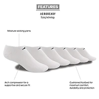 adidas Mens 6 Pair No Show Socks