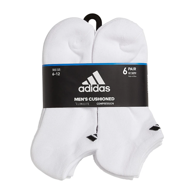adidas Mens 6 Pair No Show Socks