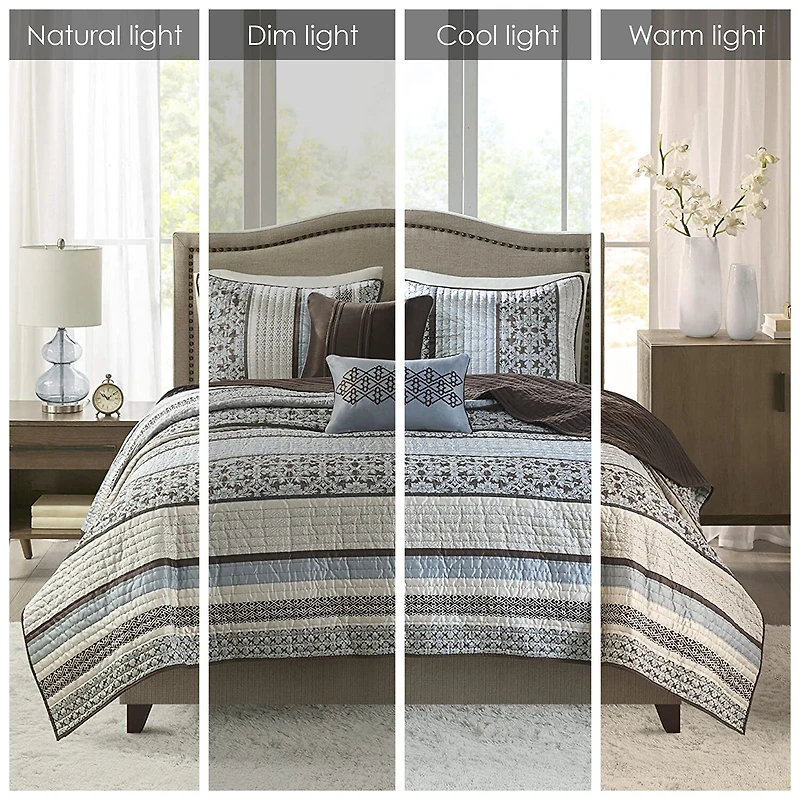 Madison Park Dartmouth 5-Pc Jacquard Quilt Set With Throw Pillows