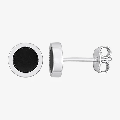 Genuine Black Hematite Sterling Silver 7.3mm Stud Earrings