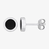 Genuine Black Hematite Sterling Silver 7.3mm Stud Earrings