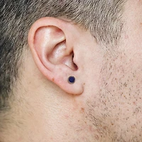 Genuine Blue Lapis 18K Gold Over Silver 7.4mm Stud Earrings