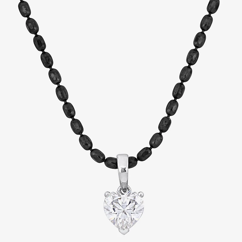 Mens 1 CT. T.W. Lab Created White Moissanite Sterling Silver Heart 18 Inch Pendant Necklace