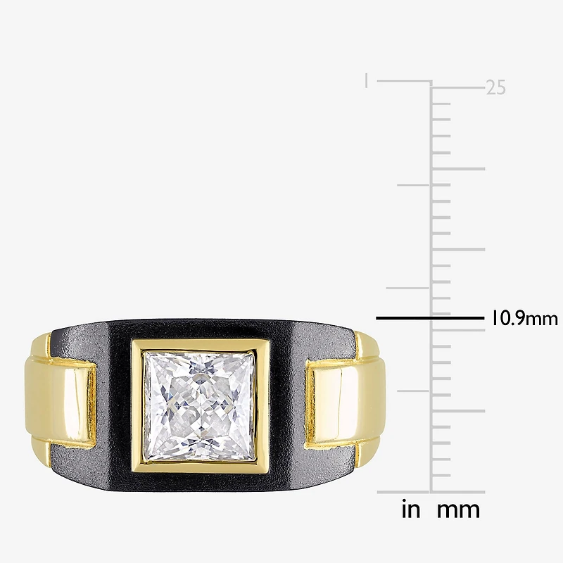 Mens 2 CT. T.W. Lab Created White Moissanite 18K Gold Over Silver Fashion Ring