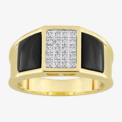 Mens 1/10 CT. T.W. Genuine Black Onyx 18K Gold Over Silver Fashion Ring