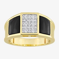 Mens 1/10 CT. T.W. Genuine Black Onyx 18K Gold Over Silver Fashion Ring