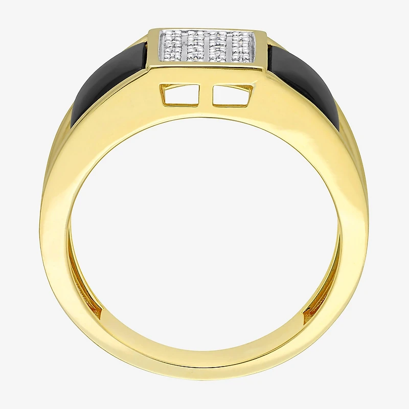 Mens 1/10 CT. T.W. Genuine Black Onyx 18K Gold Over Silver Fashion Ring