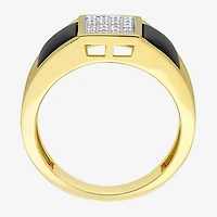 Mens 1/10 CT. T.W. Genuine Black Onyx 18K Gold Over Silver Fashion Ring