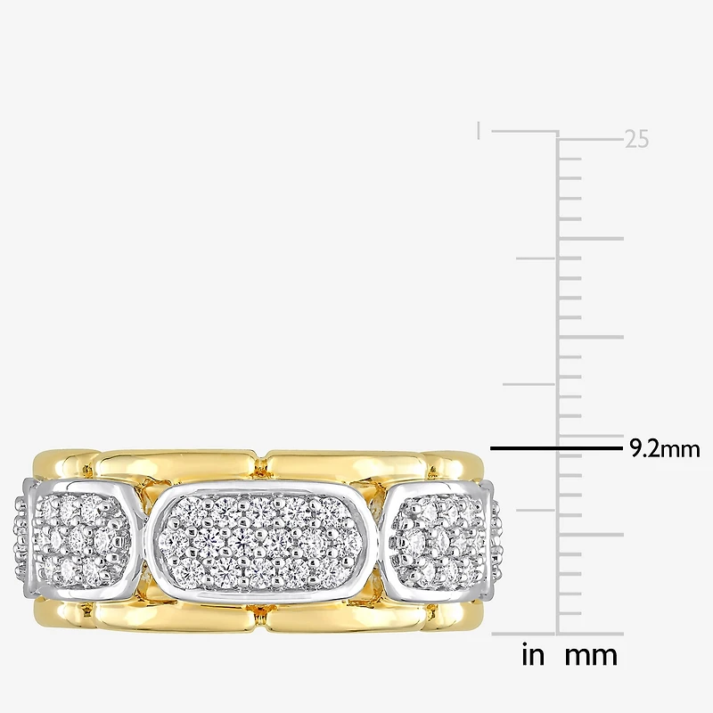 Mens White Moissanite 18K Two Tone Gold Over Silver Fashion Ring