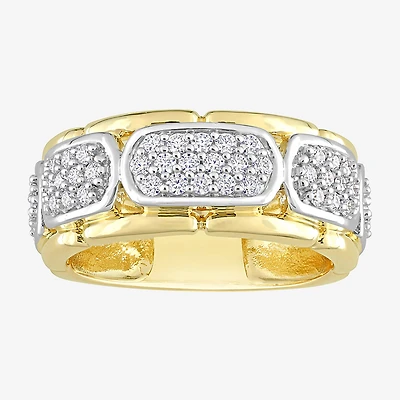 Mens White Moissanite 18K Two Tone Gold Over Silver Fashion Ring