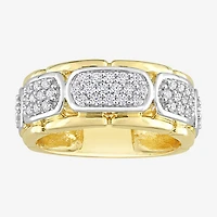 Mens White Moissanite 18K Two Tone Gold Over Silver Fashion Ring