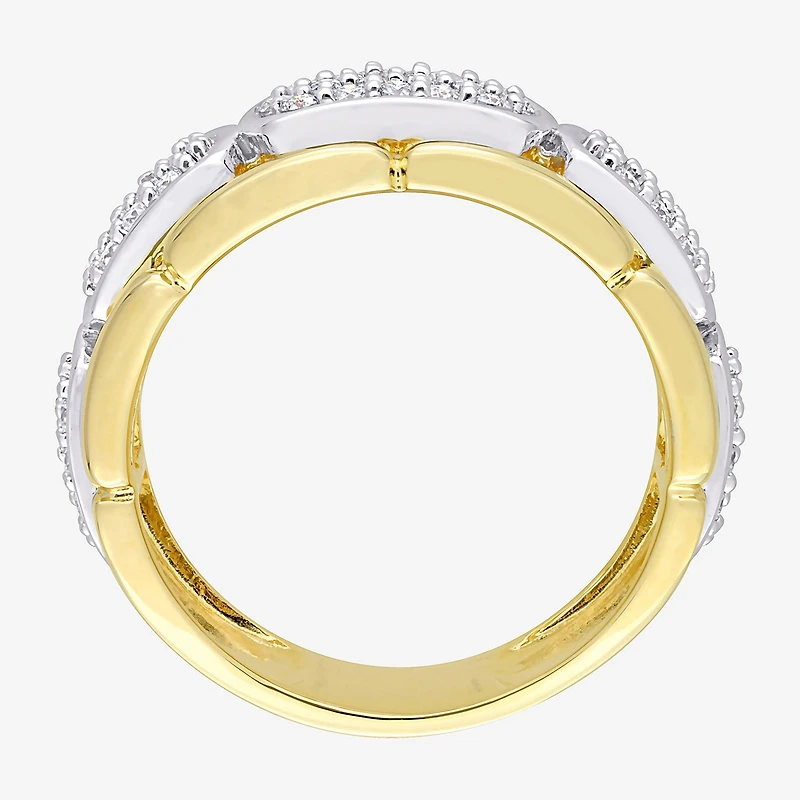 Mens White Moissanite 18K Two Tone Gold Over Silver Fashion Ring