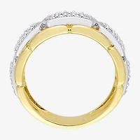 Mens White Moissanite 18K Two Tone Gold Over Silver Fashion Ring