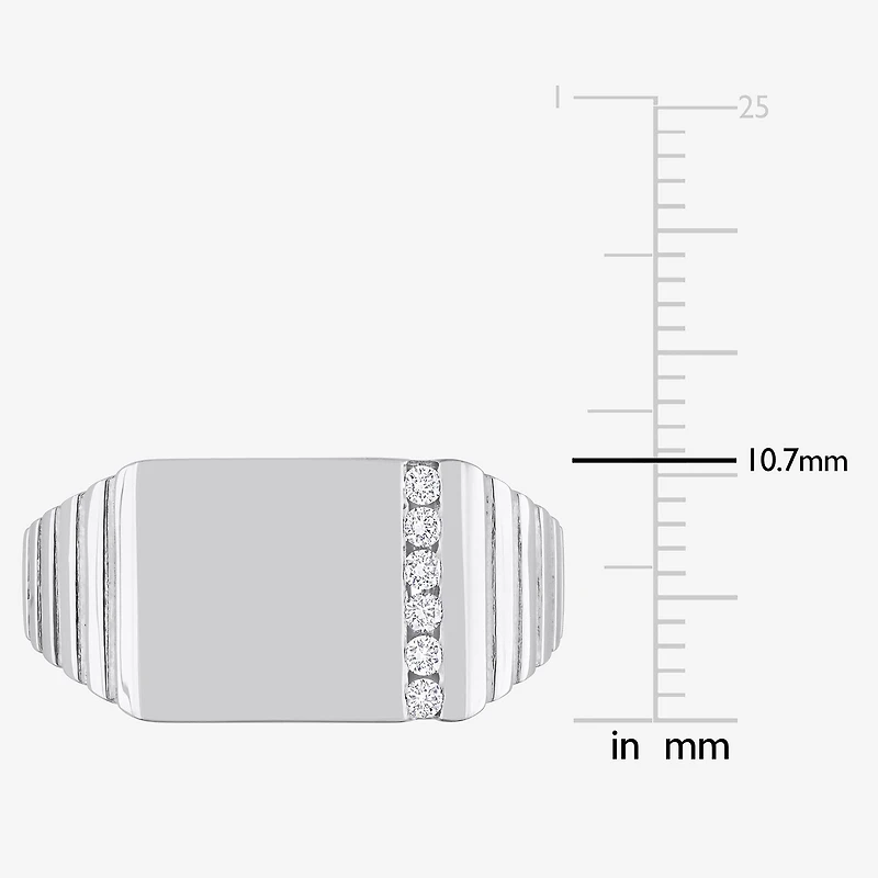Mens 1/10 CT. T.W. Natural White Diamond Sterling Silver Fashion Ring
