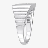 Mens 1/10 CT. T.W. Natural White Diamond Sterling Silver Fashion Ring