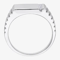 Mens 1/10 CT. T.W. Natural White Diamond Sterling Silver Fashion Ring