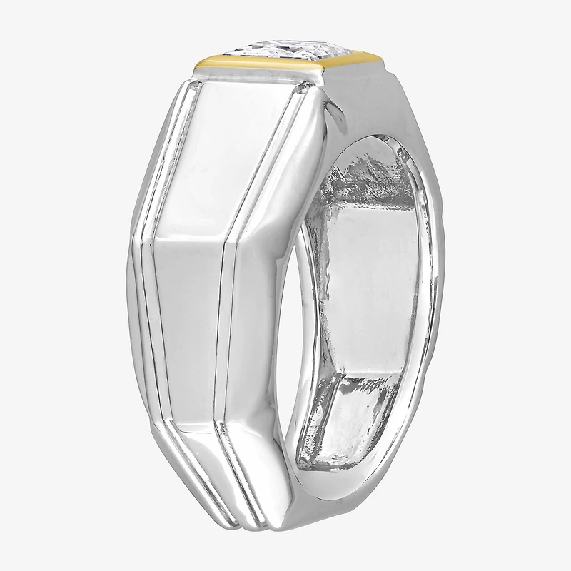 Mens 1 1/5 CT. T.W. Lab Created White Moissanite 18K Two Tone Gold Over Silver Fashion Ring