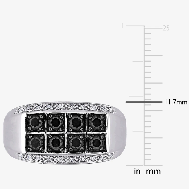 Mens 1 CT. T.W. Natural Black Diamond Sterling Silver Fashion Ring