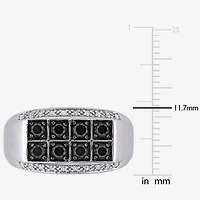 Mens 1 CT. T.W. Natural Black Diamond Sterling Silver Fashion Ring