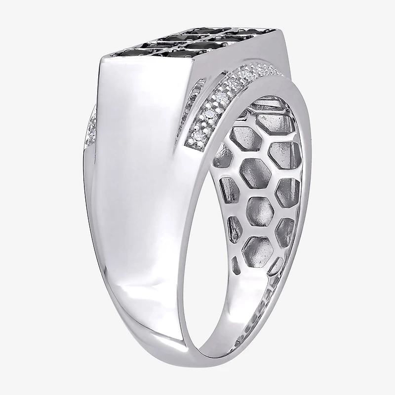 Mens 1 CT. T.W. Natural Black Diamond Sterling Silver Fashion Ring