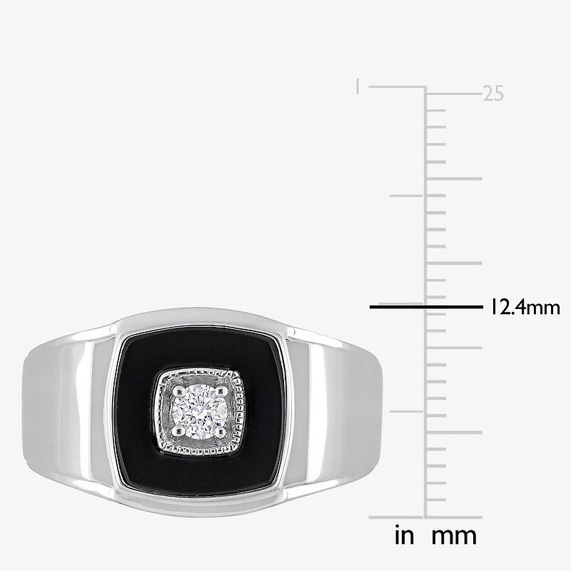Mens 1/6 CT. T.W. Genuine Black Onyx Sterling Silver Fashion Ring