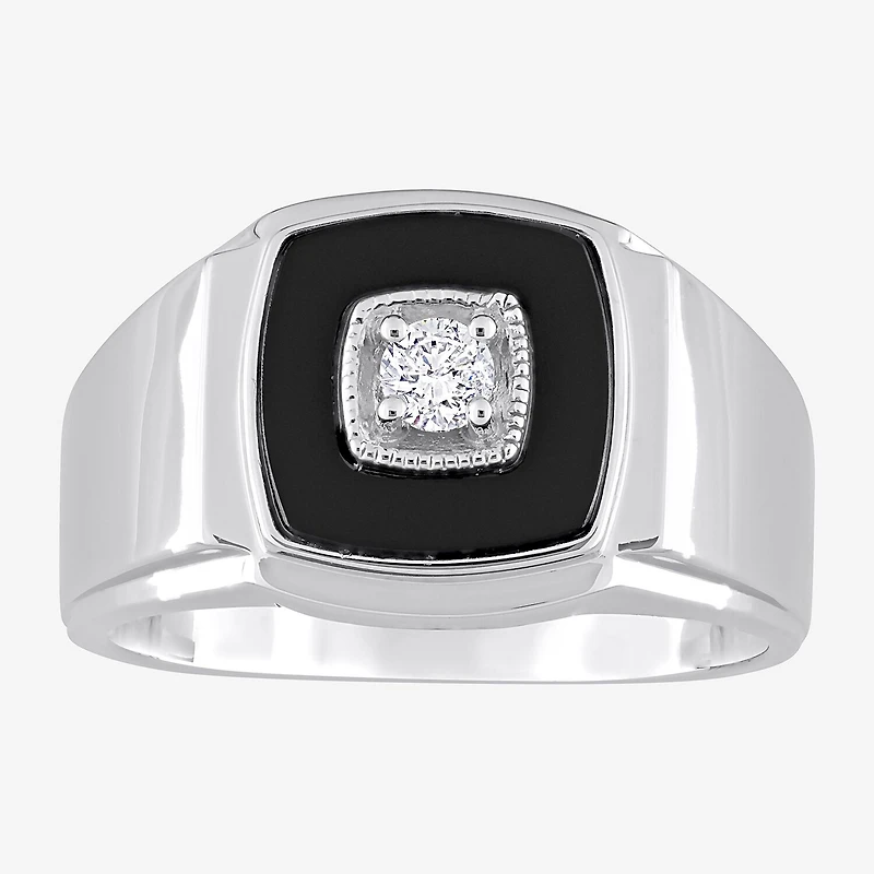 Mens 1/6 CT. T.W. Genuine Black Onyx Sterling Silver Fashion Ring