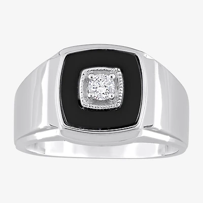 Mens 1/6 CT. T.W. Genuine Black Onyx Sterling Silver Fashion Ring
