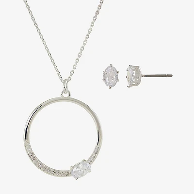 Sparkle Allure Womens Cubic Zirconia Pure Silver Over Brass Oval 2-pc. Jewelry Set
