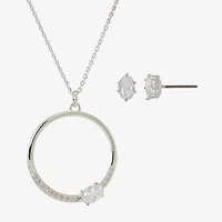 Sparkle Allure Womens Cubic Zirconia Pure Silver Over Brass Oval 2-pc. Jewelry Set