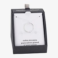 Sparkle Allure Womens Cubic Zirconia Pure Silver Over Brass Oval 2-pc. Jewelry Set