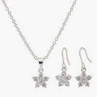 Sparkle Allure Womens Cubic Zirconia Pure Silver Over Brass Flower 2-pc. Jewelry Set