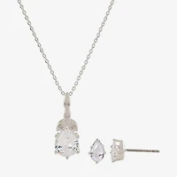 Sparkle Allure Womens Cubic Zirconia Pure Silver Over Brass Flower Pear 2-pc. Jewelry Set