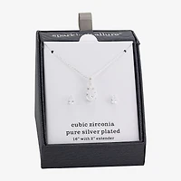 Sparkle Allure Womens Cubic Zirconia Pure Silver Over Brass Flower Pear 2-pc. Jewelry Set