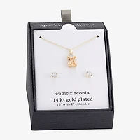 Sparkle Allure Womens Champagne Cubic Zirconia 14K Gold Over Brass Rectangular 2-pc. Jewelry Set