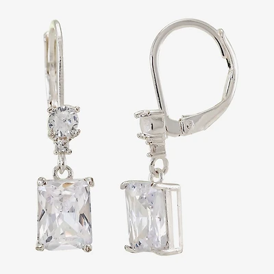 Sparkle Allure Womens Cubic Zirconia Pure Silver Over Brass Drop Earrings