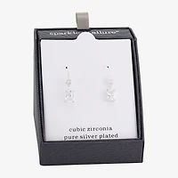 Sparkle Allure Womens Cubic Zirconia Pure Silver Over Brass Drop Earrings